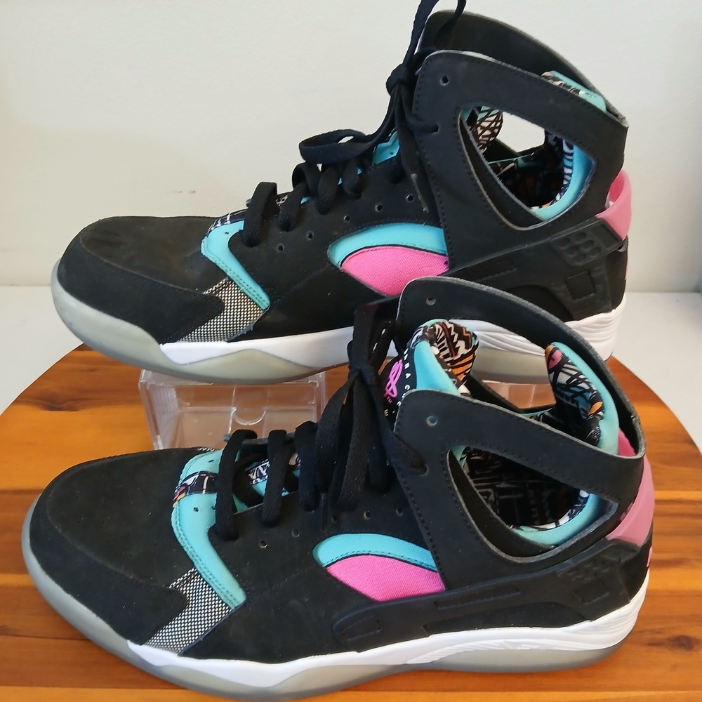 Nike Air Flight Huarache Men 11 Black South Beach Shoes Sneakers 705005-003